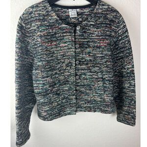 Parsley and Sage Tweed Multicolor Black Jacket Size Large